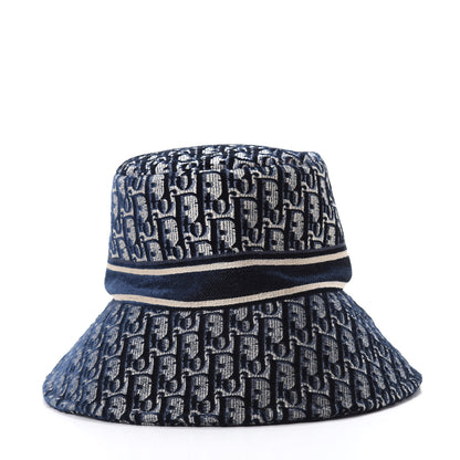 Christian Dior Velvet Oblique Large Brim Bucket Hat 58 Bleu Marine 4 of 4