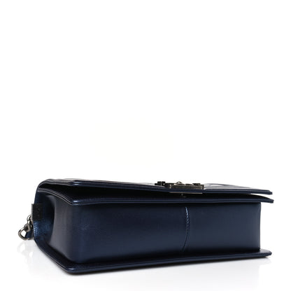 Chanel Metallic Caviar Quilted New Medium Boy Flap Navy 4 of 10