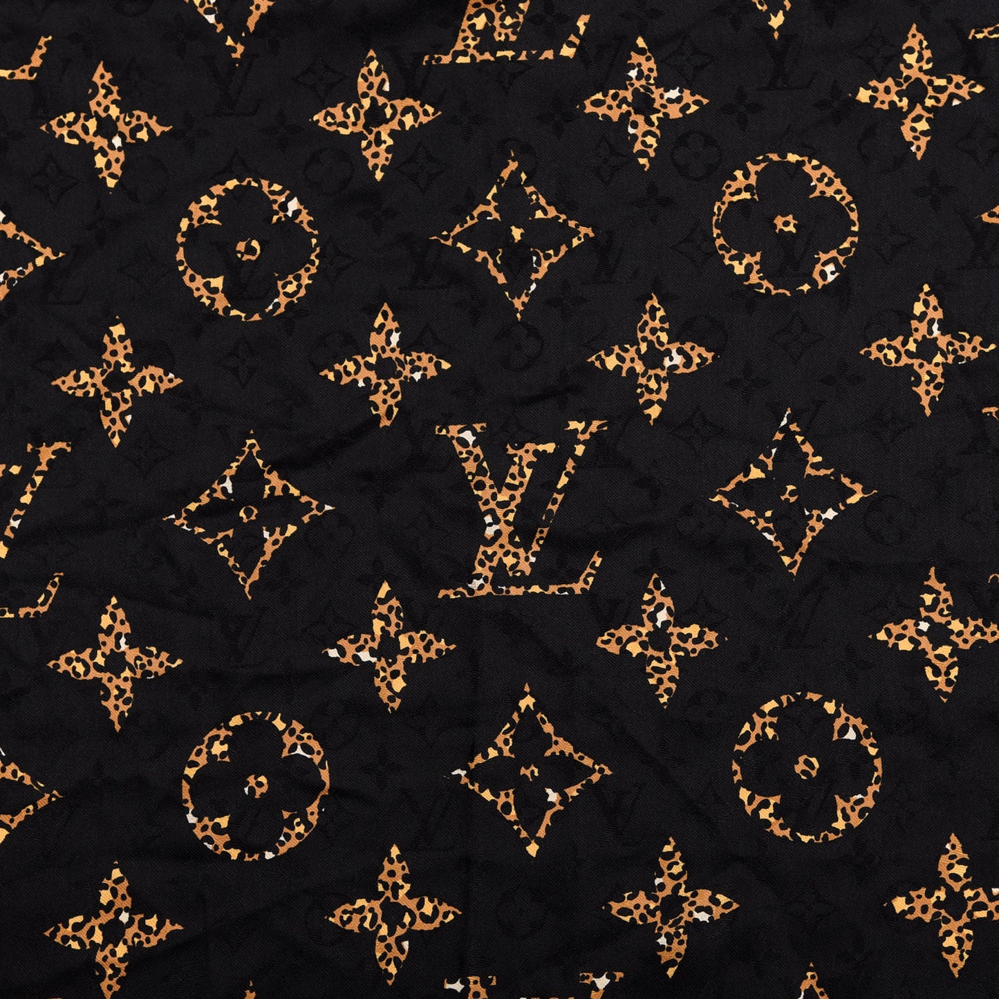 Wool Silk Monogram Giant Jungle Shawl Black