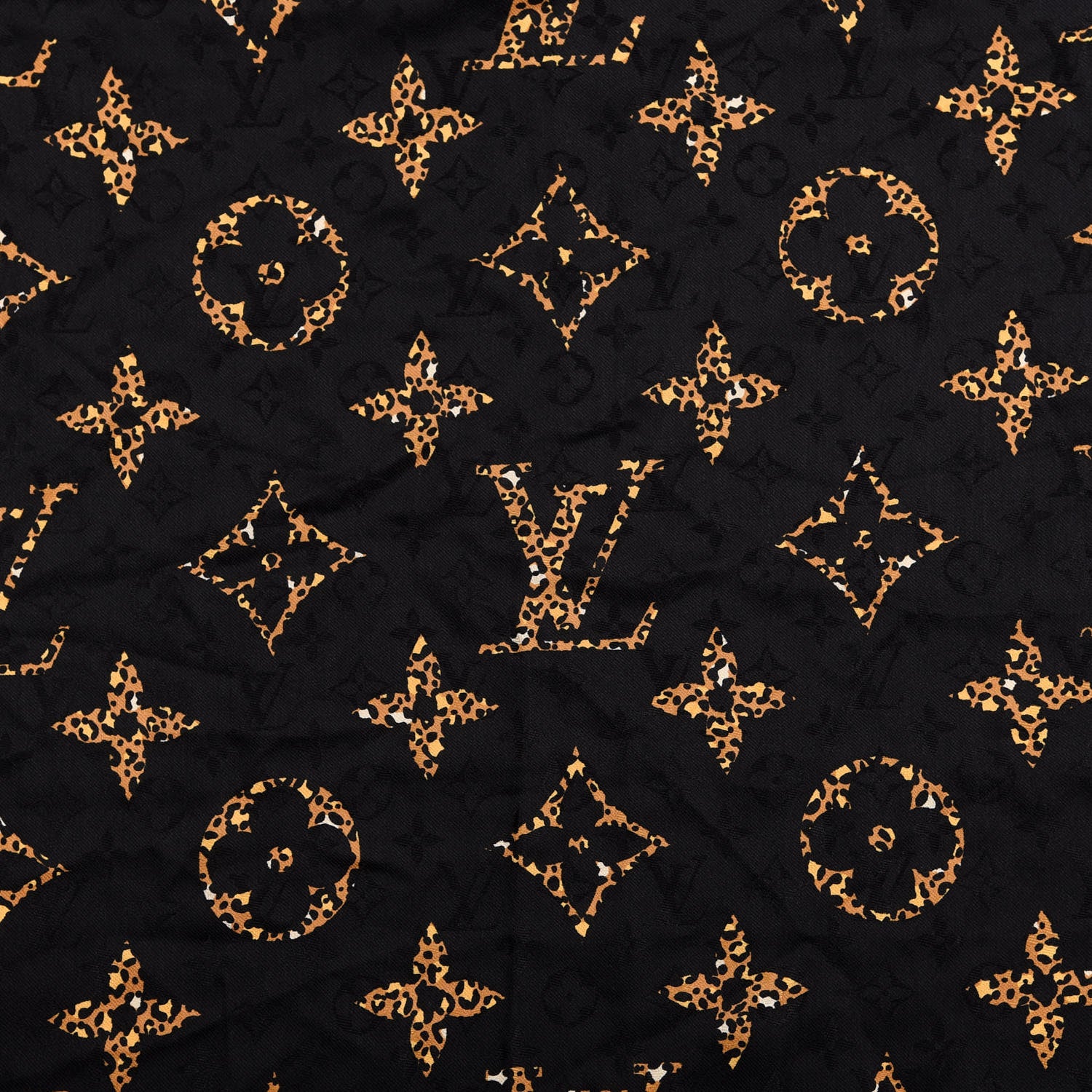Louis Vuitton Wool Silk Monogram Giant Jungle Shawl Black 3 of 3
