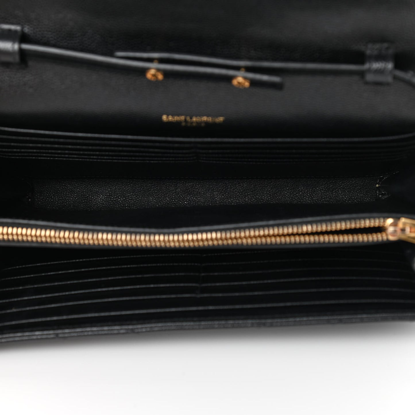 Grain De Poudre Matelasse Chevron Monogram Chain Wallet Black