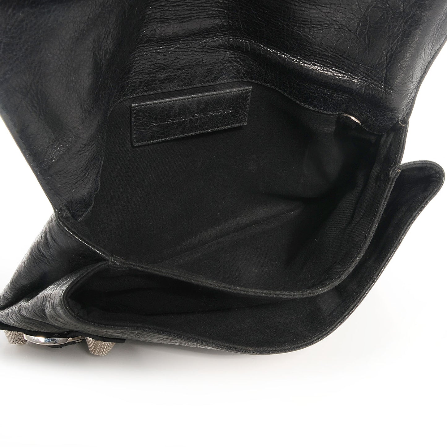 Agneau Giant 21 Silver Hardware Envelope Clutch Black