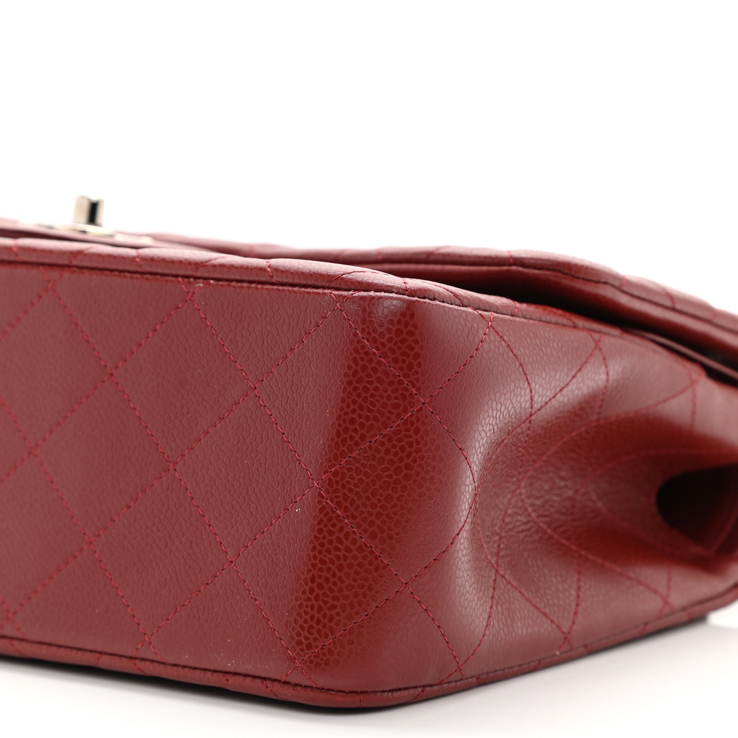 Caviar Quilted Jumbo Double Flap Dark Red