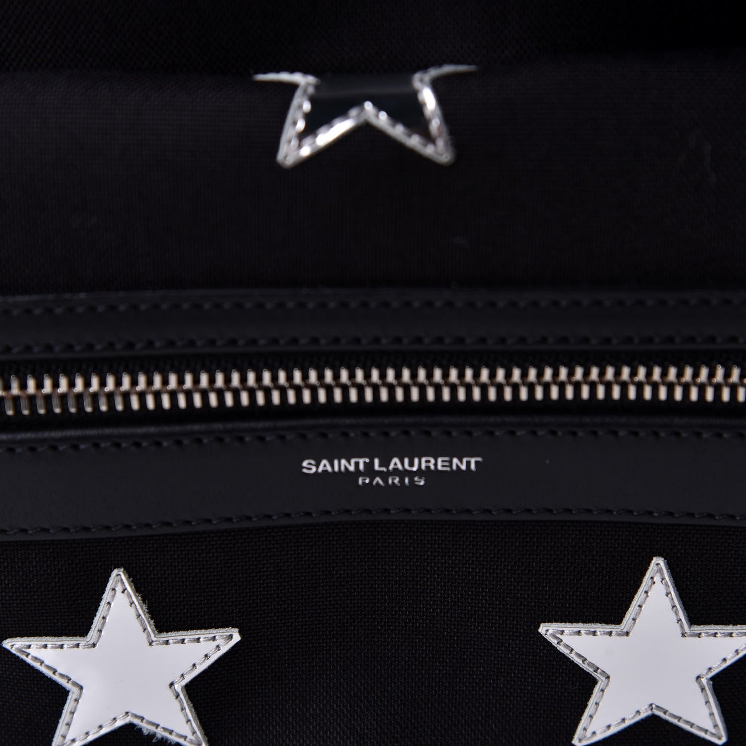 Saint Laurent Canvas Stars Print Hunting Backpack Black Silver 2 of 6