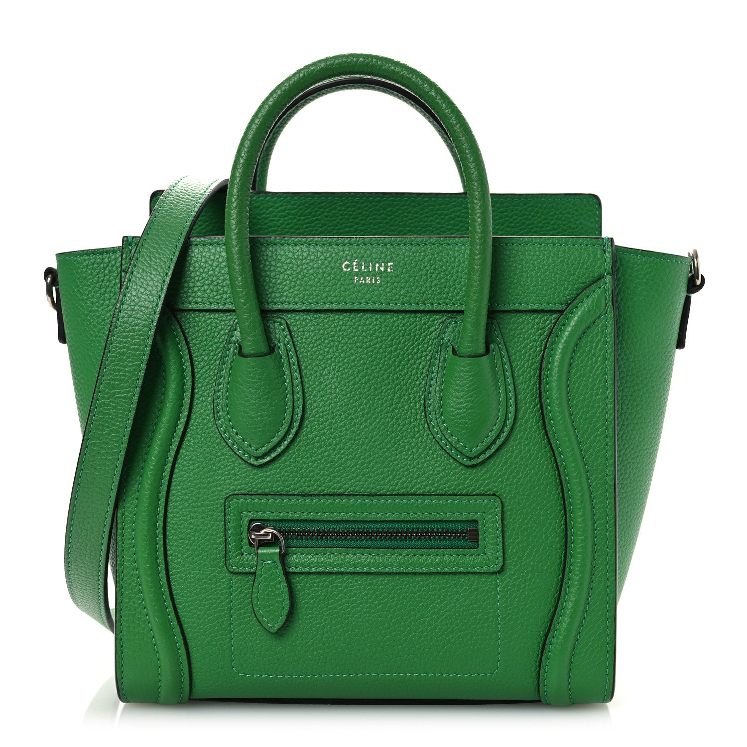 Celine Drummed Calfskin Nano Luggage Mint 1 of 11