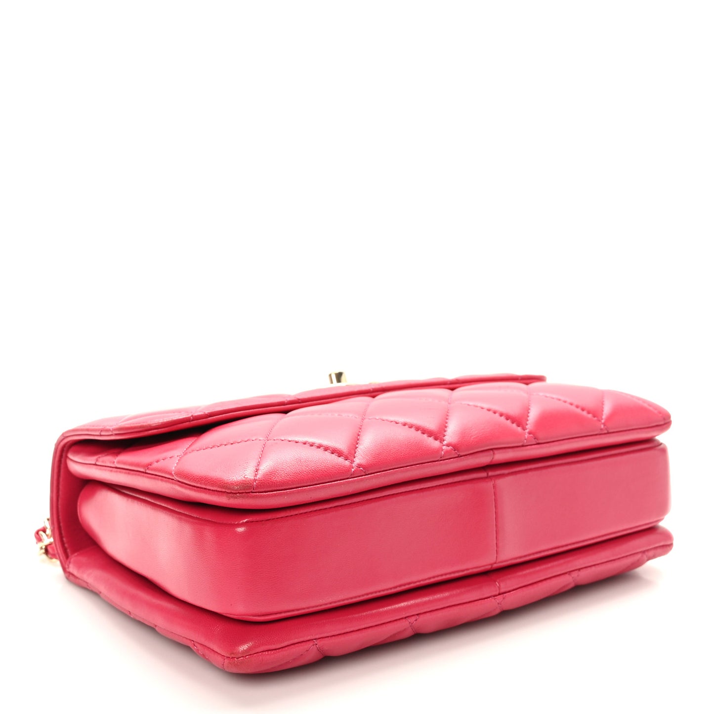 Lambskin Quilted Small Trendy CC Dual Handle Bag Dark Pink