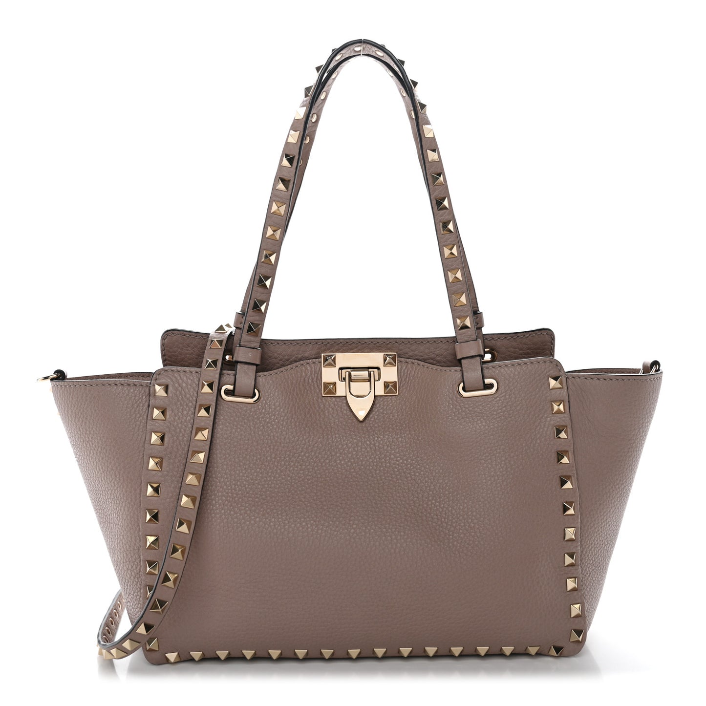 Pebbled Calfskin Small Rockstud Tote Poudre