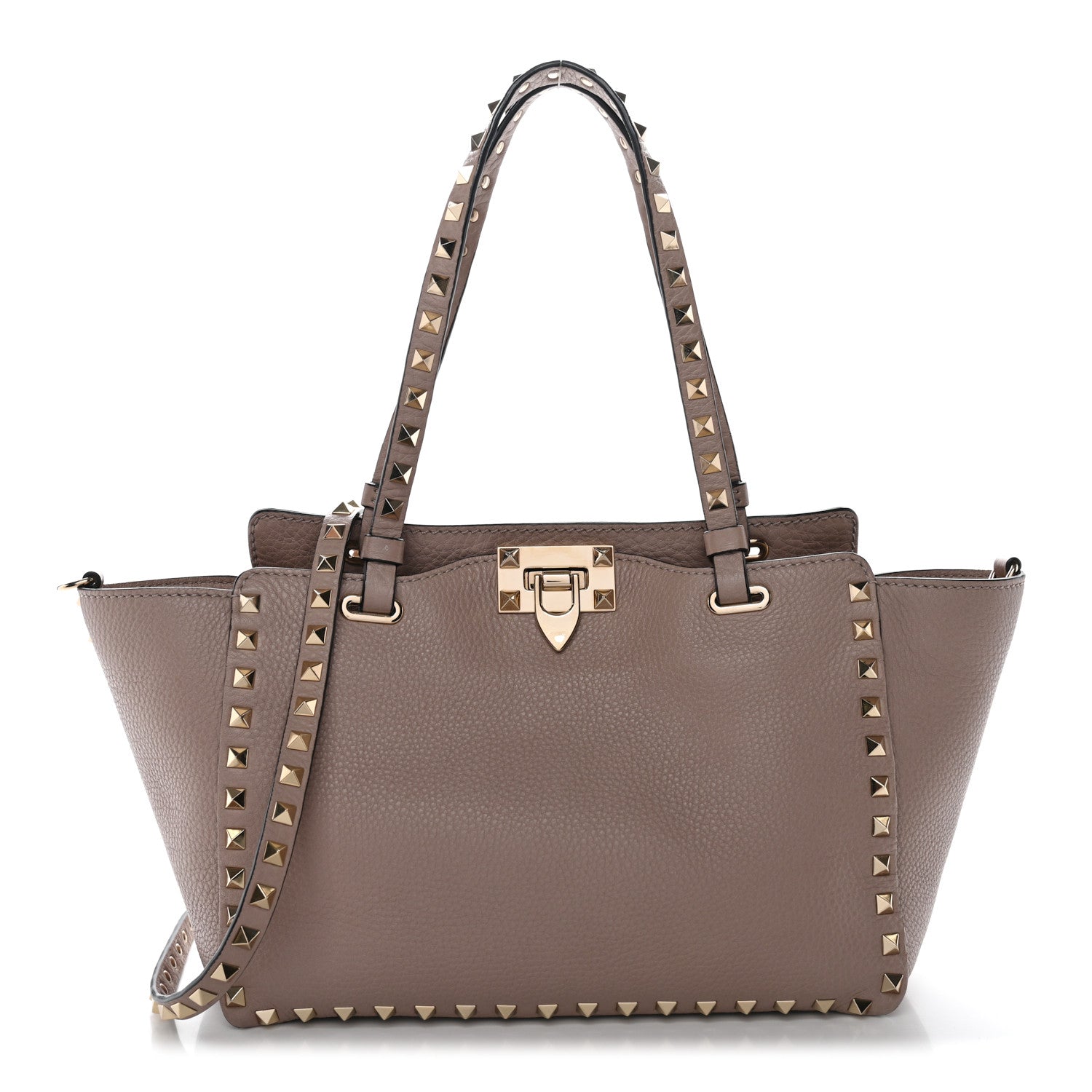 Valentino Garavani Pebbled Calfskin Small Rockstud Tote Poudre 1 of 10