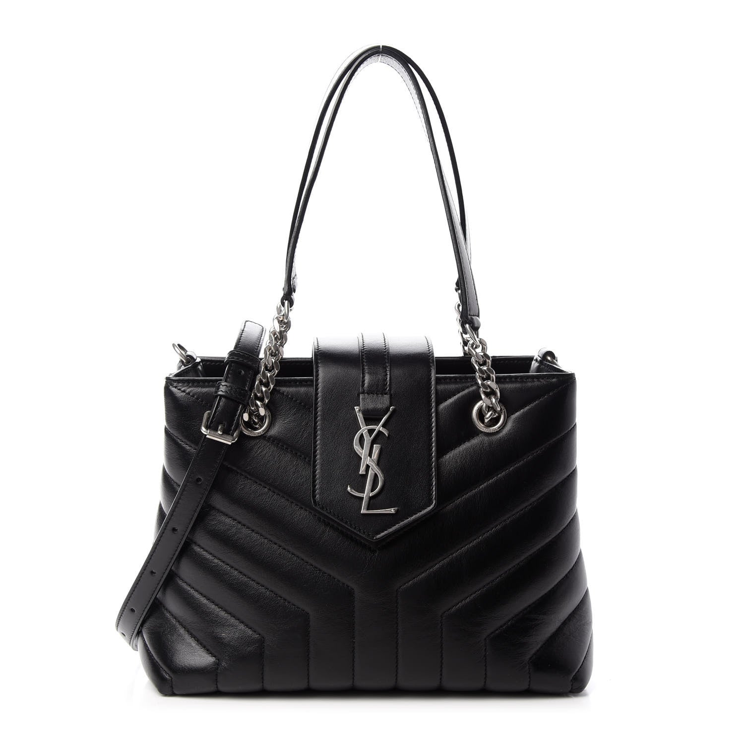 Saint Laurent Calfskin Y Quilted Monogram Small Loulou Shopper Black 1 of 9
