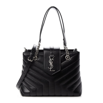 Saint Laurent Calfskin Y Quilted Monogram Small Loulou Shopper Black 1 of 9
