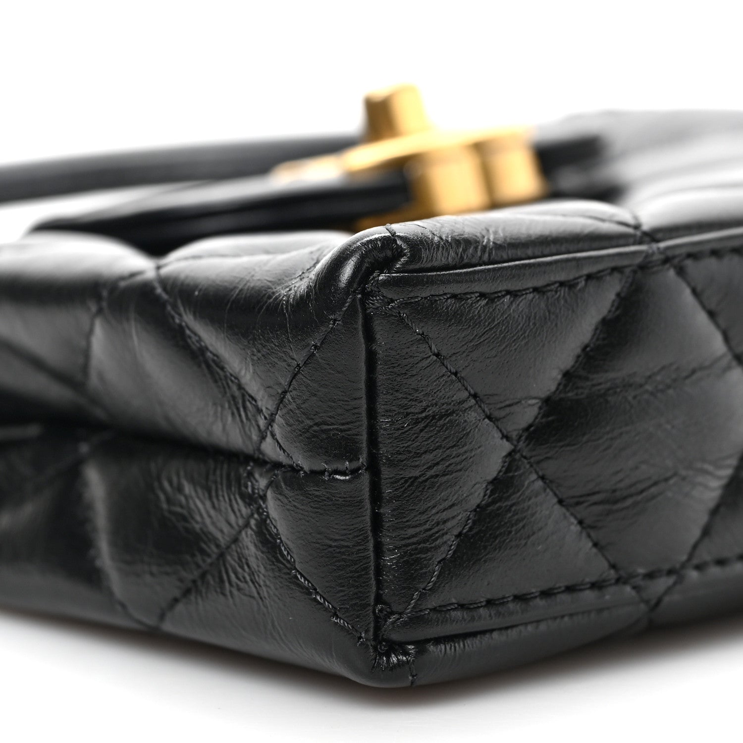 Chanel Shiny Aged Calfskin Quilted Mini Nano Kelly Shopper Black 8 of 9