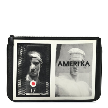 Givenchy Textured Calfskin Amerika Print Pouch Black 1 of 4