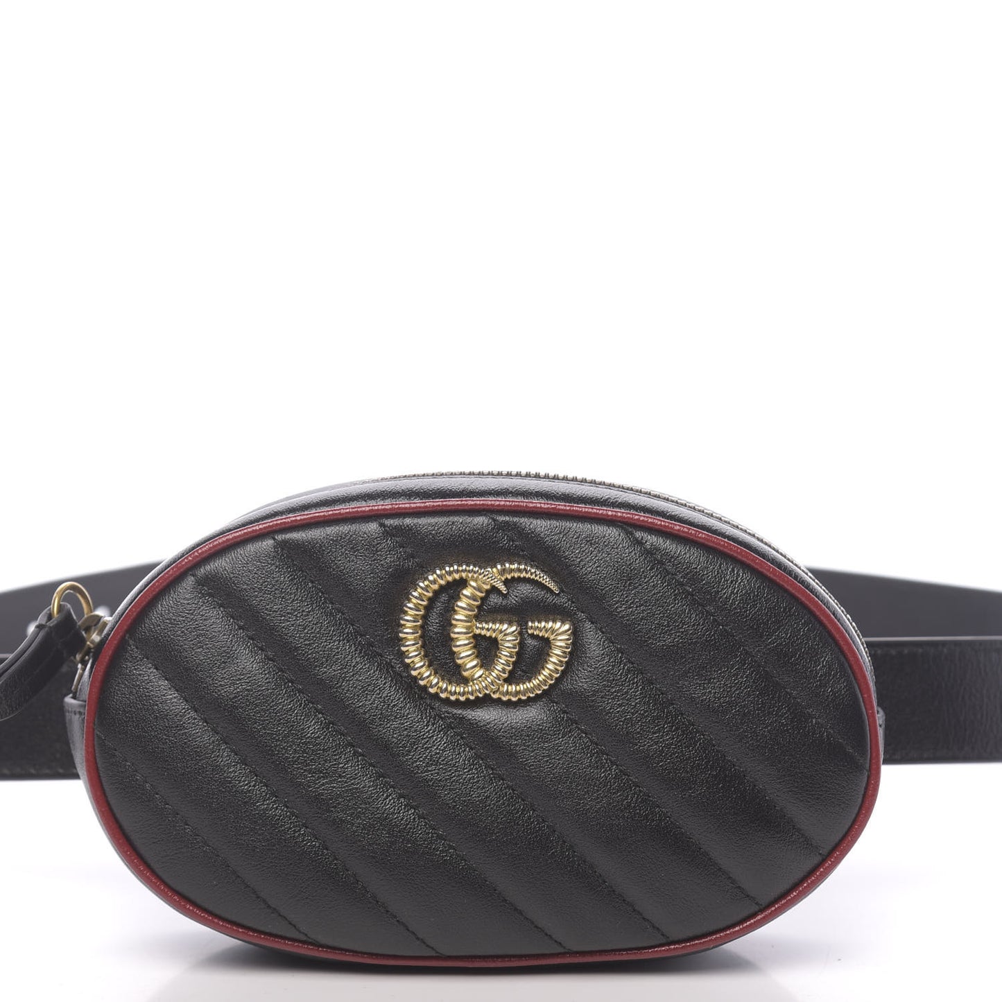 Azalea Calfskin Matelasse Diagonal Torchon GG Marmont Belt Bag 85 34 Black Romantic Cerise