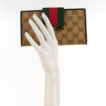 Gucci Monogram Calfskin Ladies Web Continental Wallet Beige Ebony Cocoa 2 of 7
