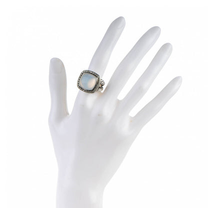 David Yurman Sterling Silver Diamond Moon Quartz 14mm Albion Ring 50 5.5 4 of 4