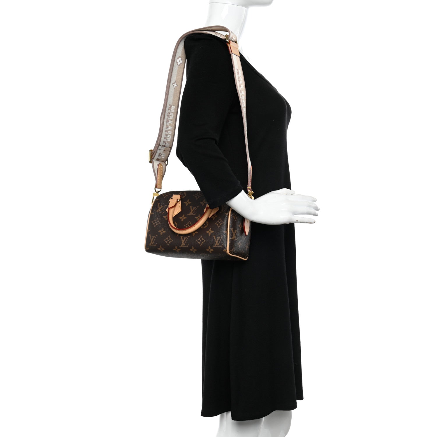 Louis Vuitton Monogram Speedy Bandouliere 20 Beige 2 of 9