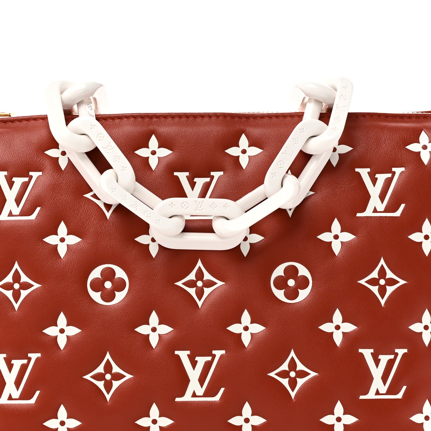 Lambskin Embossed Monogram Coussin PM Terracotta Brown