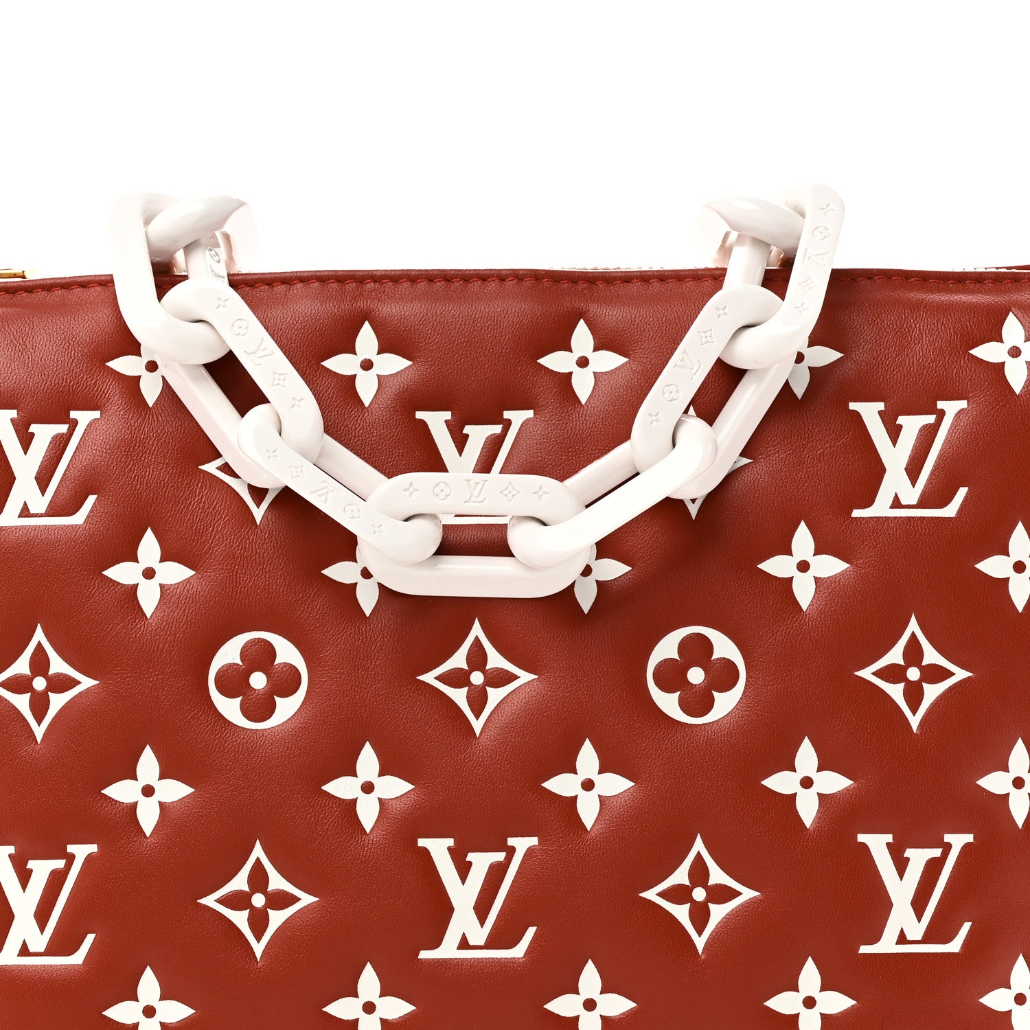 Louis Vuitton Lambskin Embossed Monogram Coussin PM Terracotta Brown 9 of 11