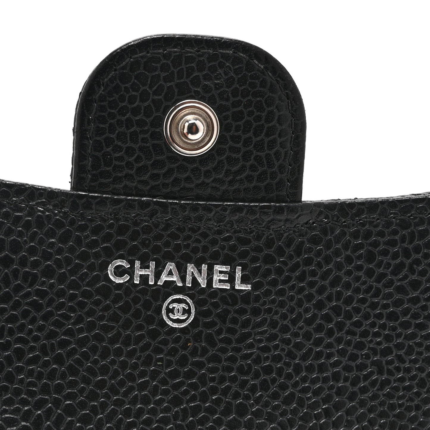 Caviar Quilted Compact Flap Wallet Black