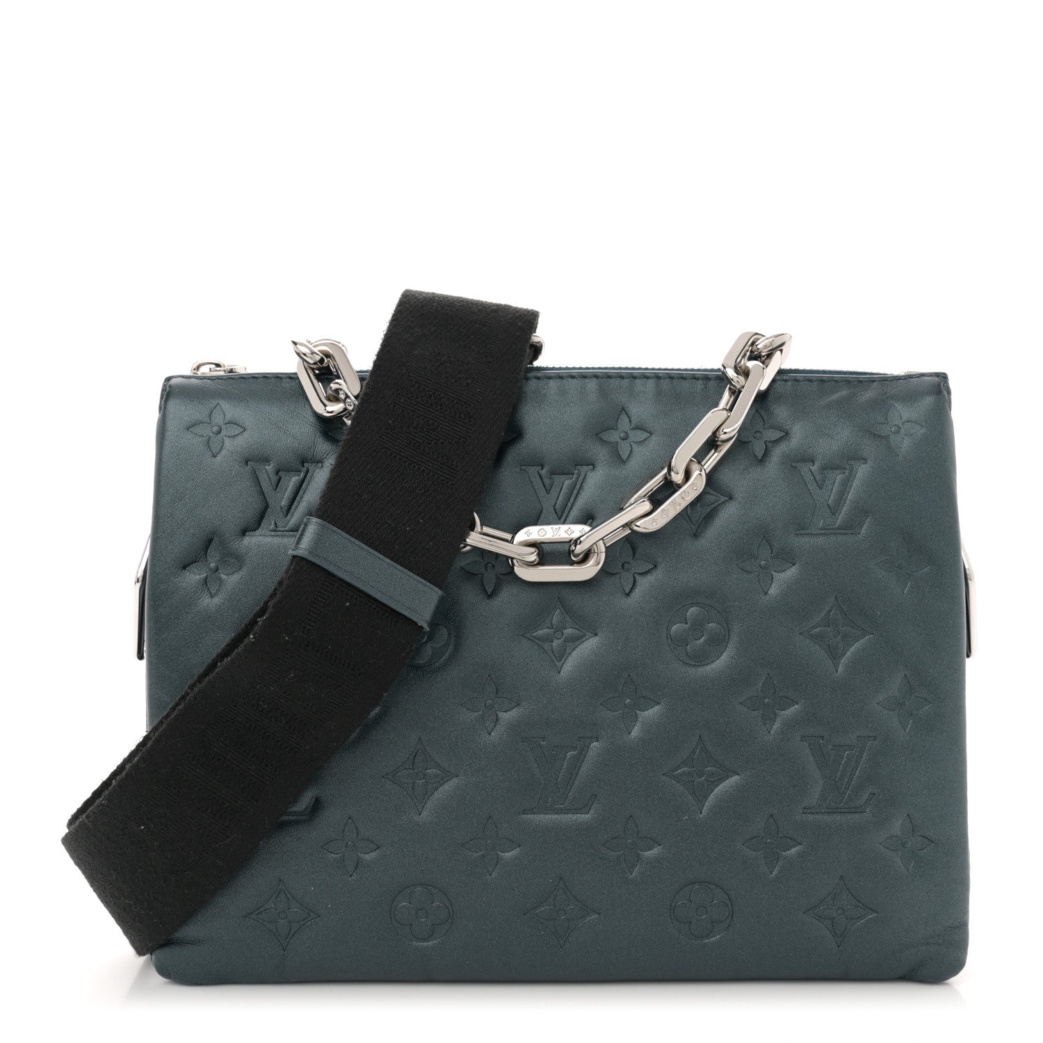 Louis Vuitton Metallic Lambskin Embossed Monogram Coussin PM Bleu 1 of 12