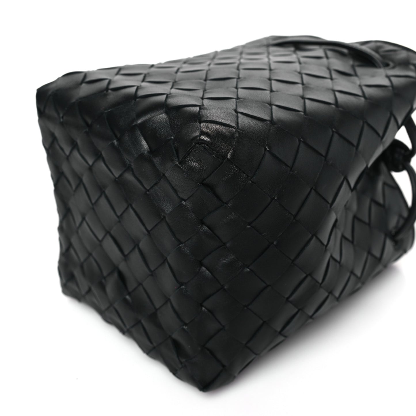 Nappa Intrecciato Small Drawstring Bucket Bag Black