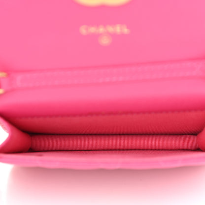 Chanel Shiny Caviar Quilted Chain Melody Card Holder On Chain Dark Pink 5 of 12