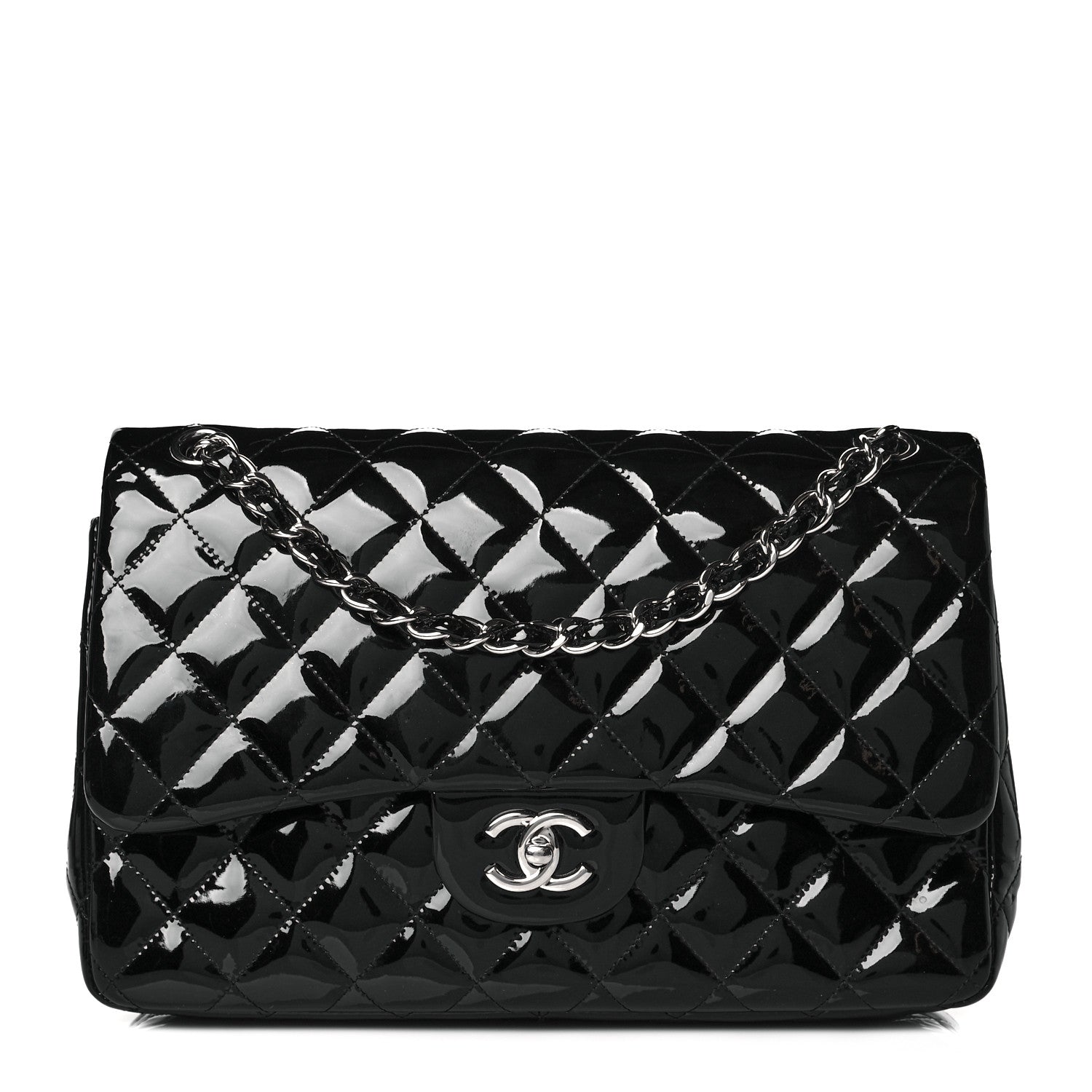 Chanel Patent Quilted Jumbo Double Flap Black 1 of 11