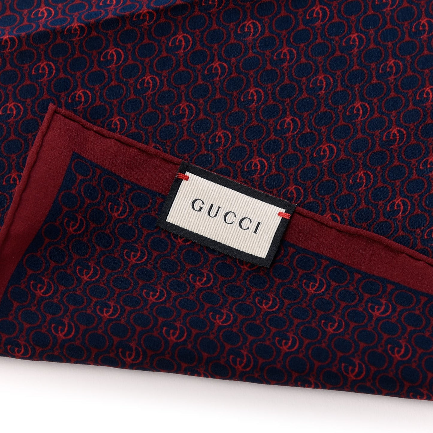 Silk GG Print Scarf Blue Red