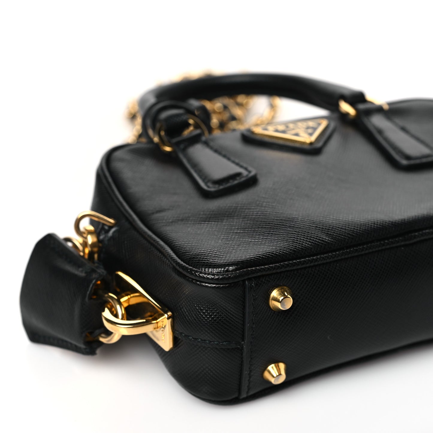 Saffiano Lux Mini Top Handle Crossbody Bag Black