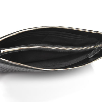 Chanel Caviar Chevron Quilted Large Zipped Clutch Black 5 of 10