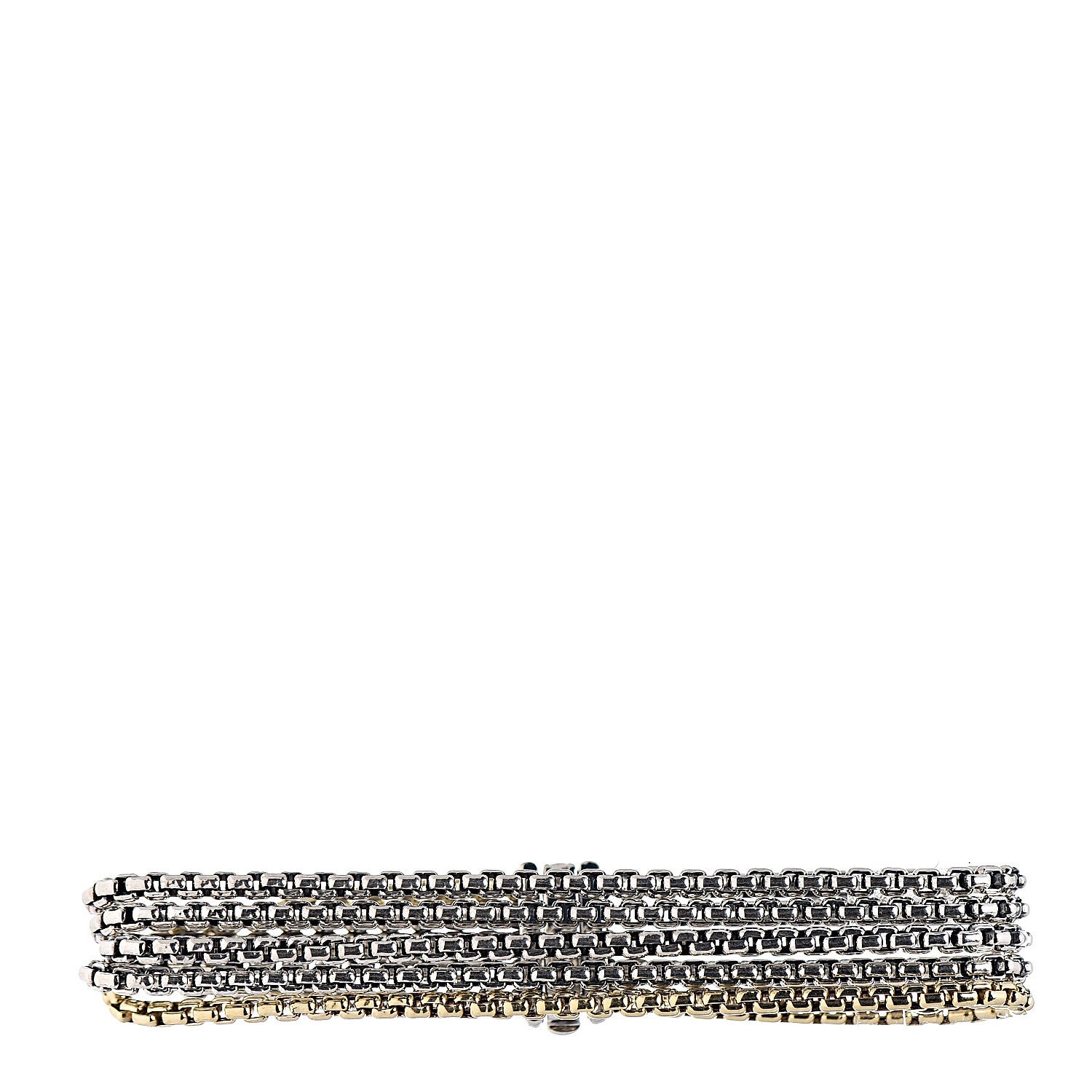 David Yurman Sterling Silver 18K Yellow Gold Six-Row Box Chain Bracelet 1 of 3