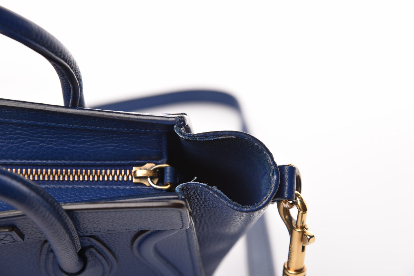 Drummed Calfskin Nano Luggage Indigo