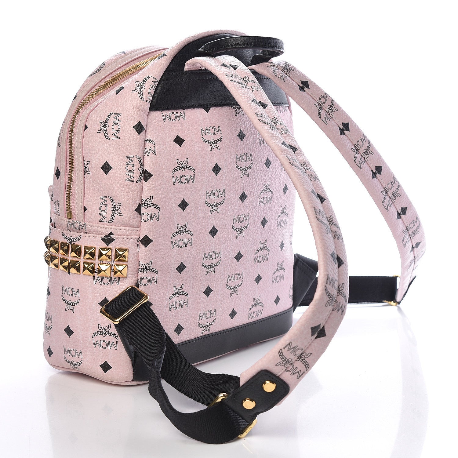 MCM Visetos Small Side Stud Stark Backpack Light Pink 3 of 16
