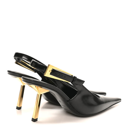 Saint Laurent Vitello Marilyn Lee 75 Slingback Pumps 37 Black 5 of 10