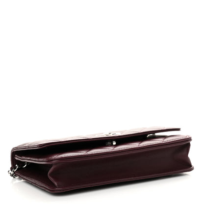 Chanel Lambskin Quilted Enamel CC Wallet On Chain WOC Burgundy 4 of 13