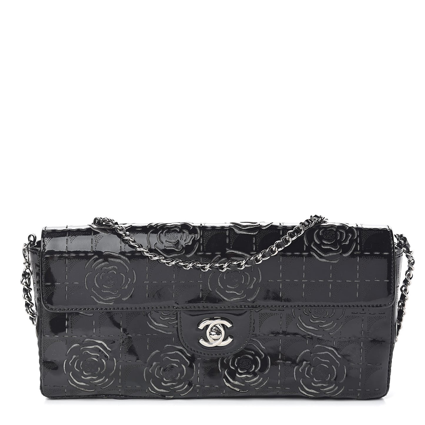Patent Perforated Camellia East West Flap Black