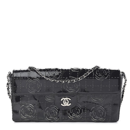 Chanel Patent Perforated Camellia East West Flap Black 1 of 11