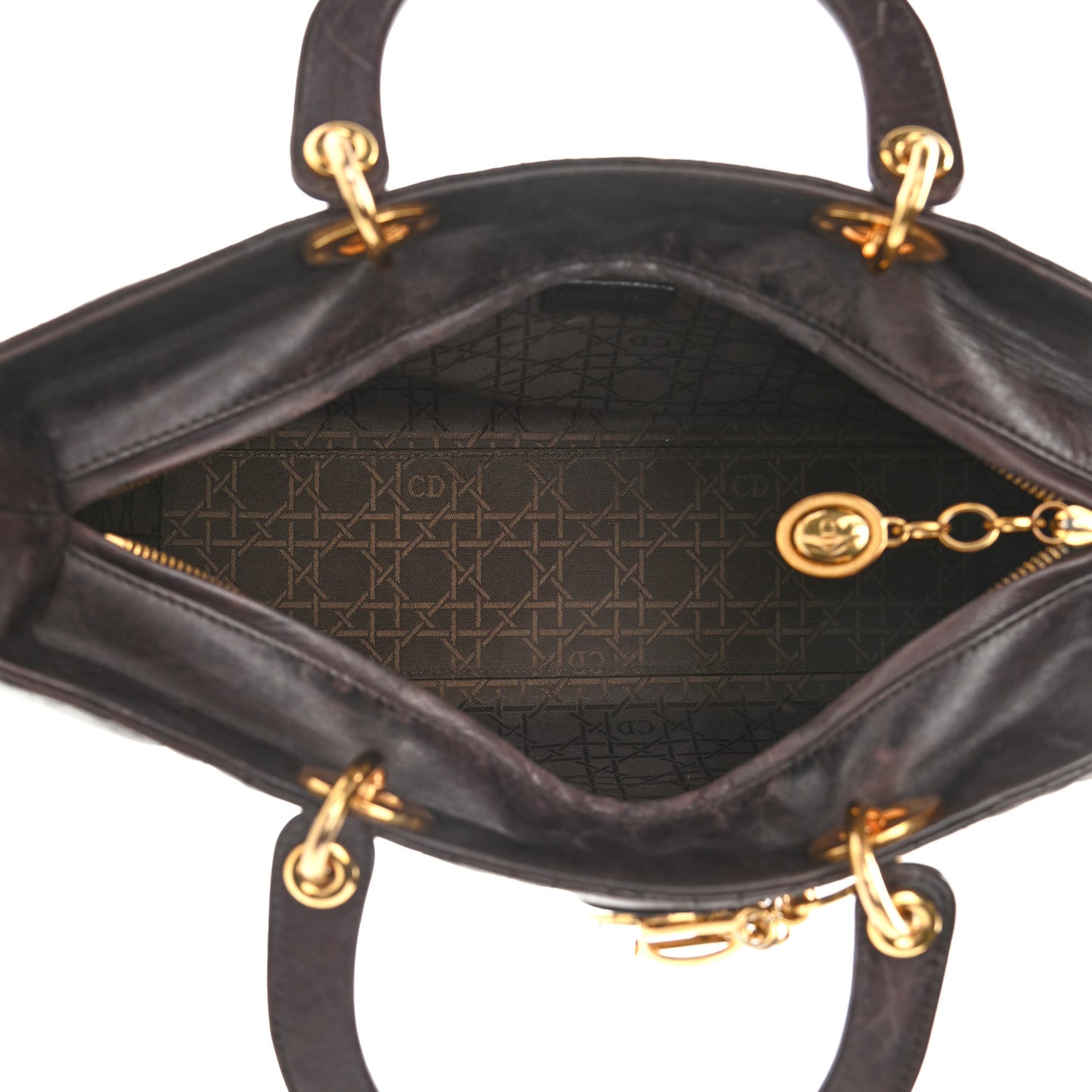 Lambskin Cannage Large Lady Dior Dark Brown
