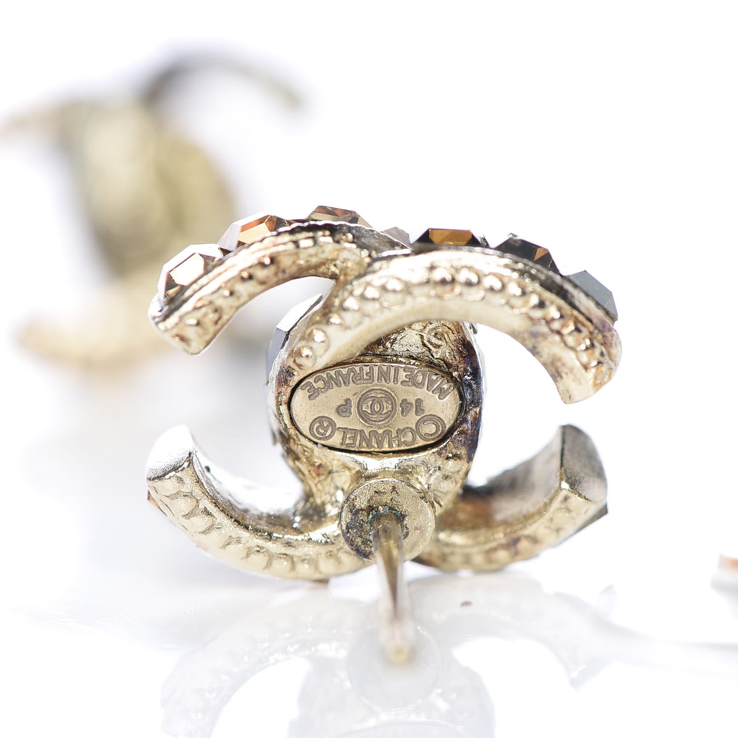 Chanel Baguette Crystal CC Earrings Silver 4 of 4