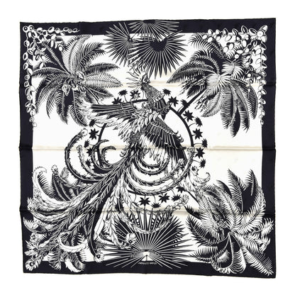 Hermes Silk Mythiques Phoenix Tattoo Scarf 70 Bleu Black White 1 of 4