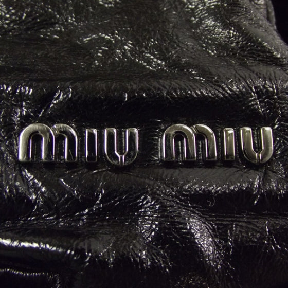 Miu Miu Leather Vitello Lux Pleated Tote Black 11 of 11