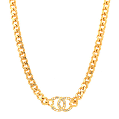 Chanel Crystal Chain Link CC Choker Necklace Gold 1 of 5