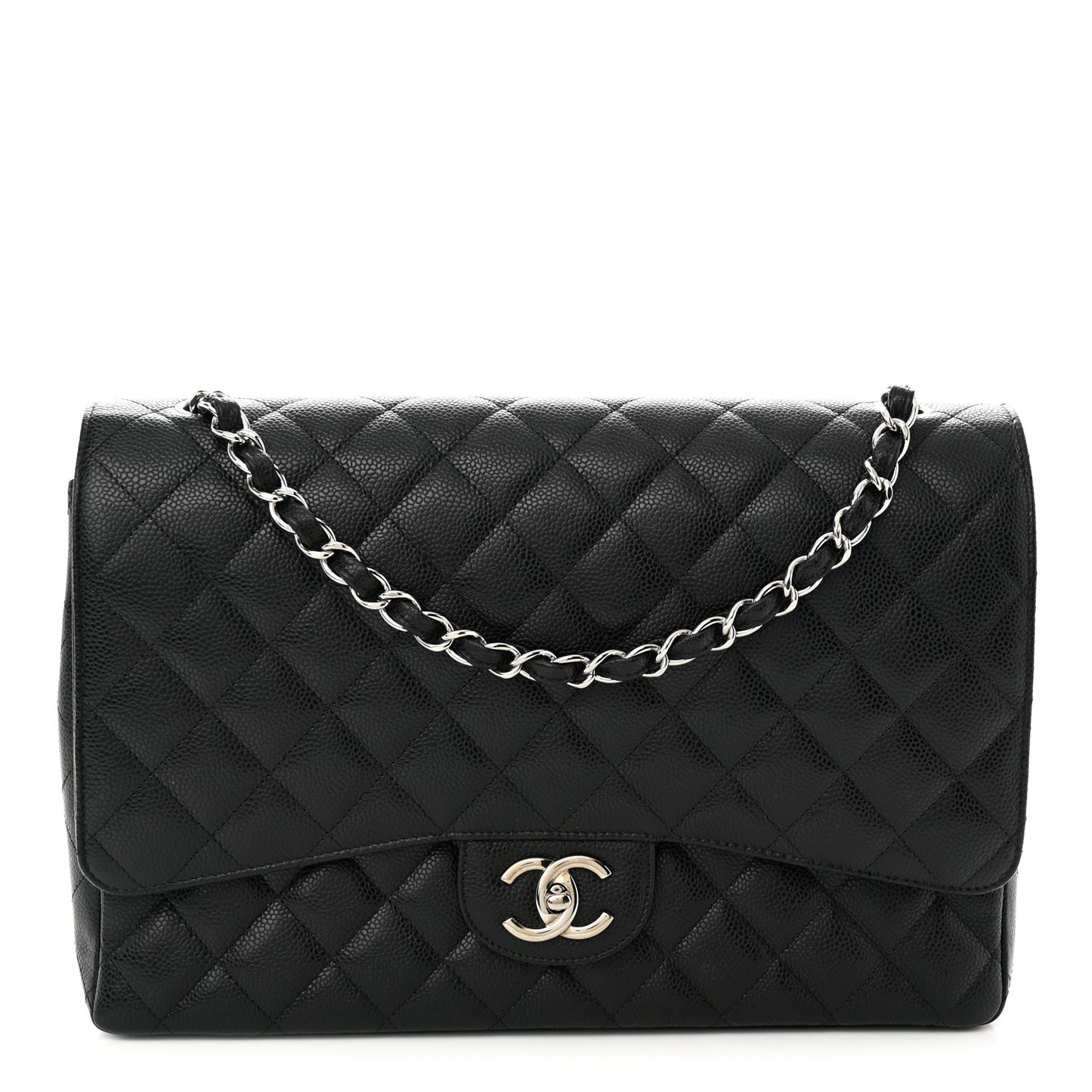 Caviar Quilted Maxi Double Flap Black