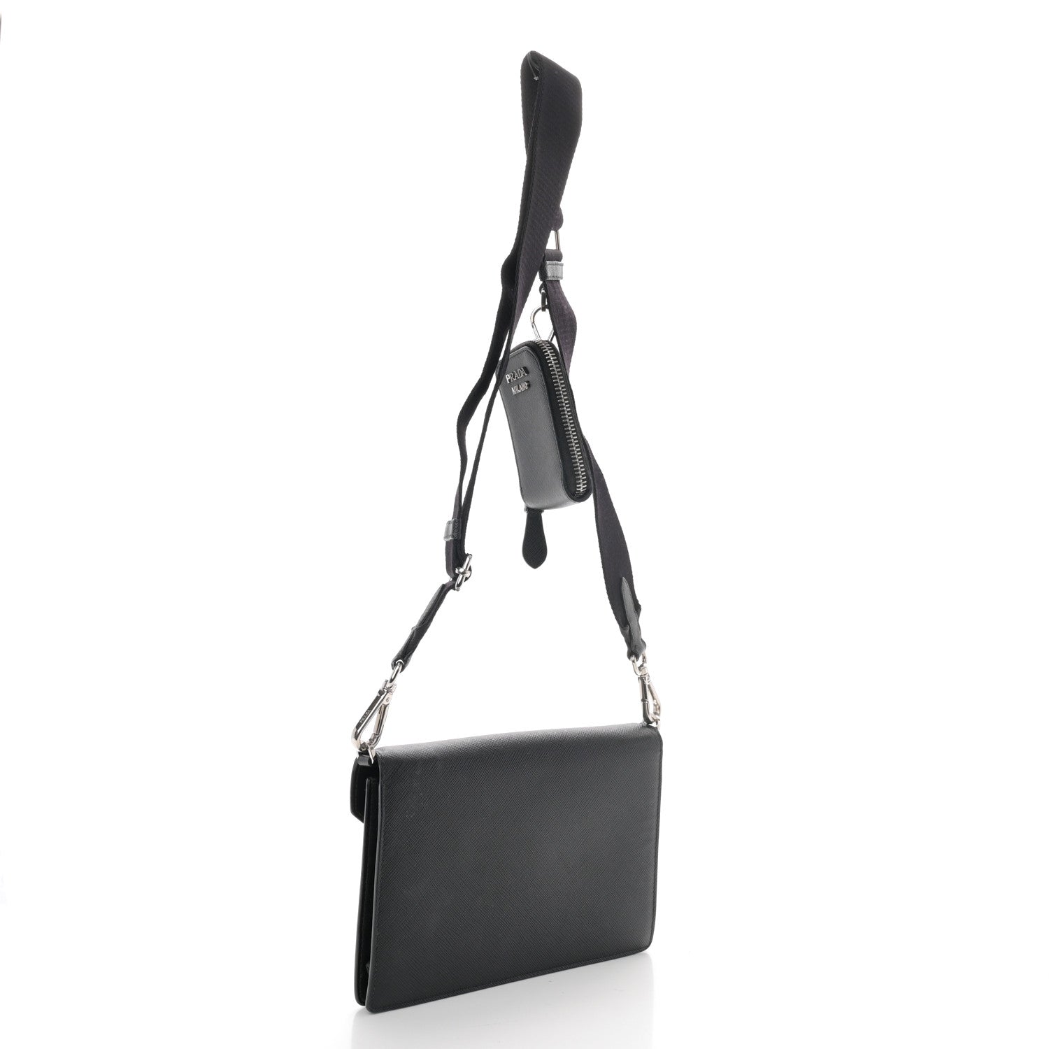 Prada Saffiano City Calf Mini Envelope Bag Black 3 of 12