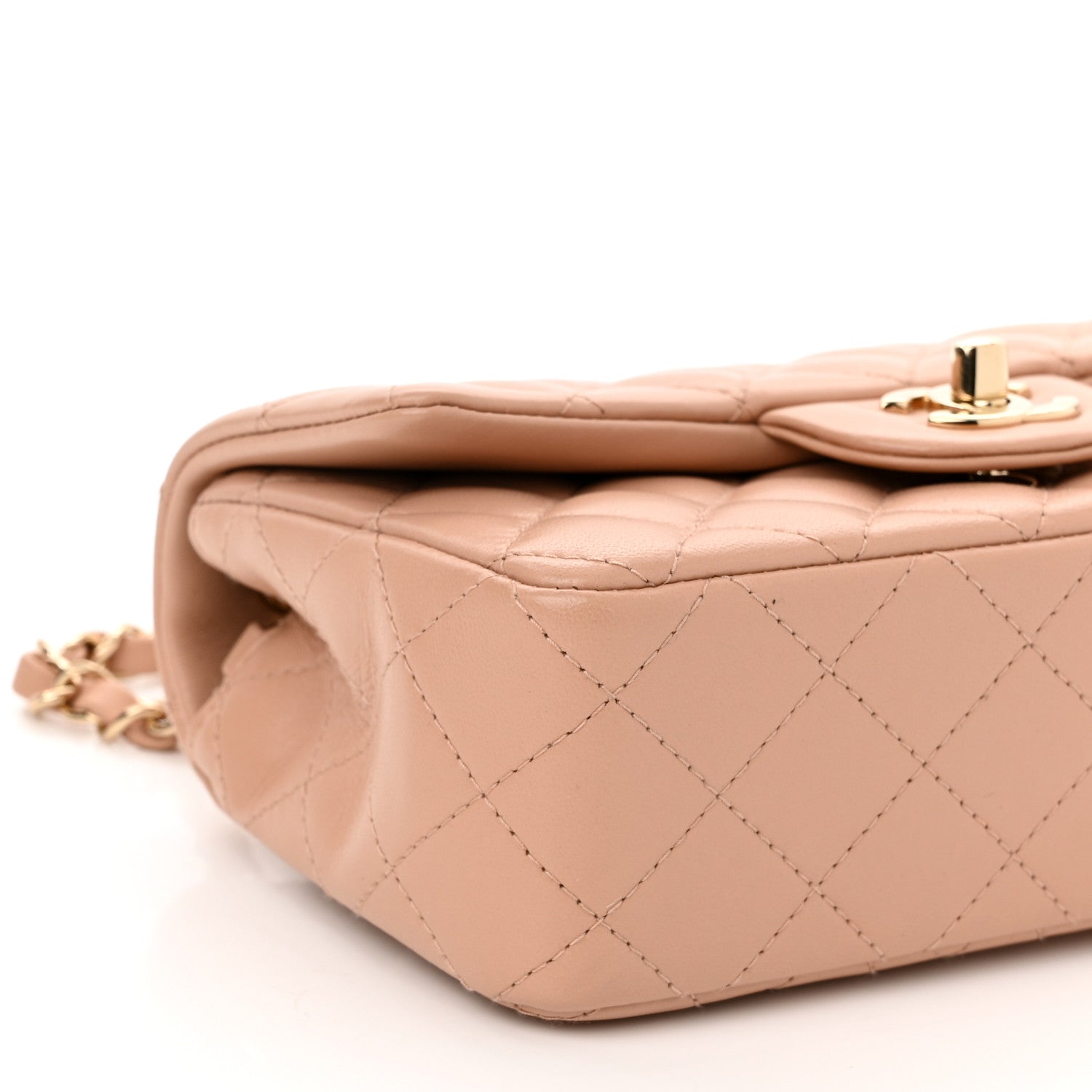 Chanel Lambskin Quilted Mini Rectangular Flap Beige 9 of 11