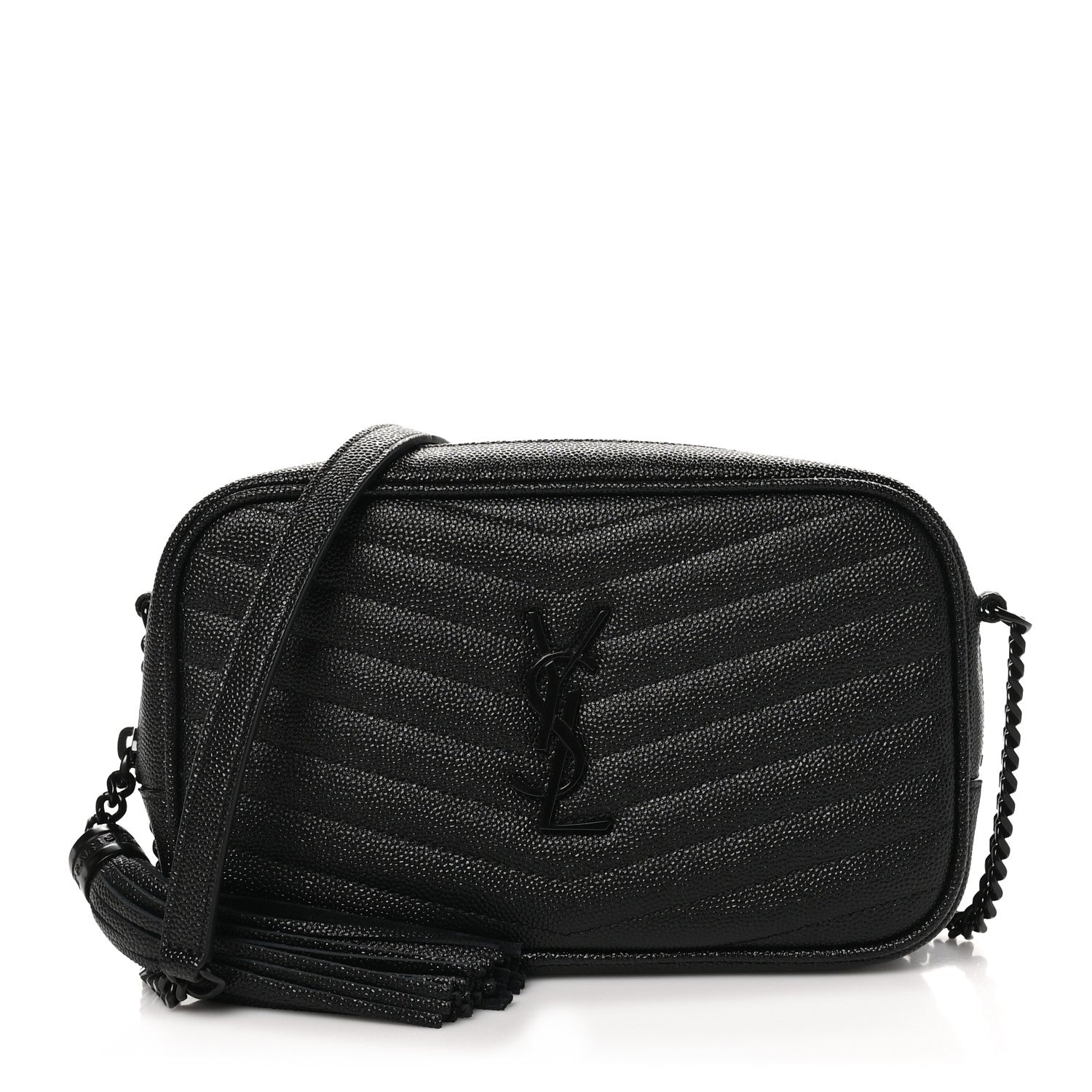 Saint Laurent Grain De Poudre Matelasse Monochrome Monogram Mini Lou Camera Bag Black 1 of 10