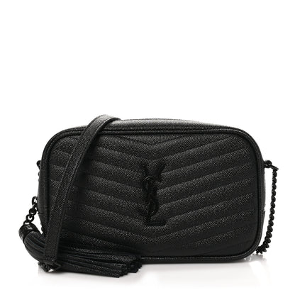 Saint Laurent Grain De Poudre Matelasse Monochrome Monogram Mini Lou Camera Bag Black 1 of 10