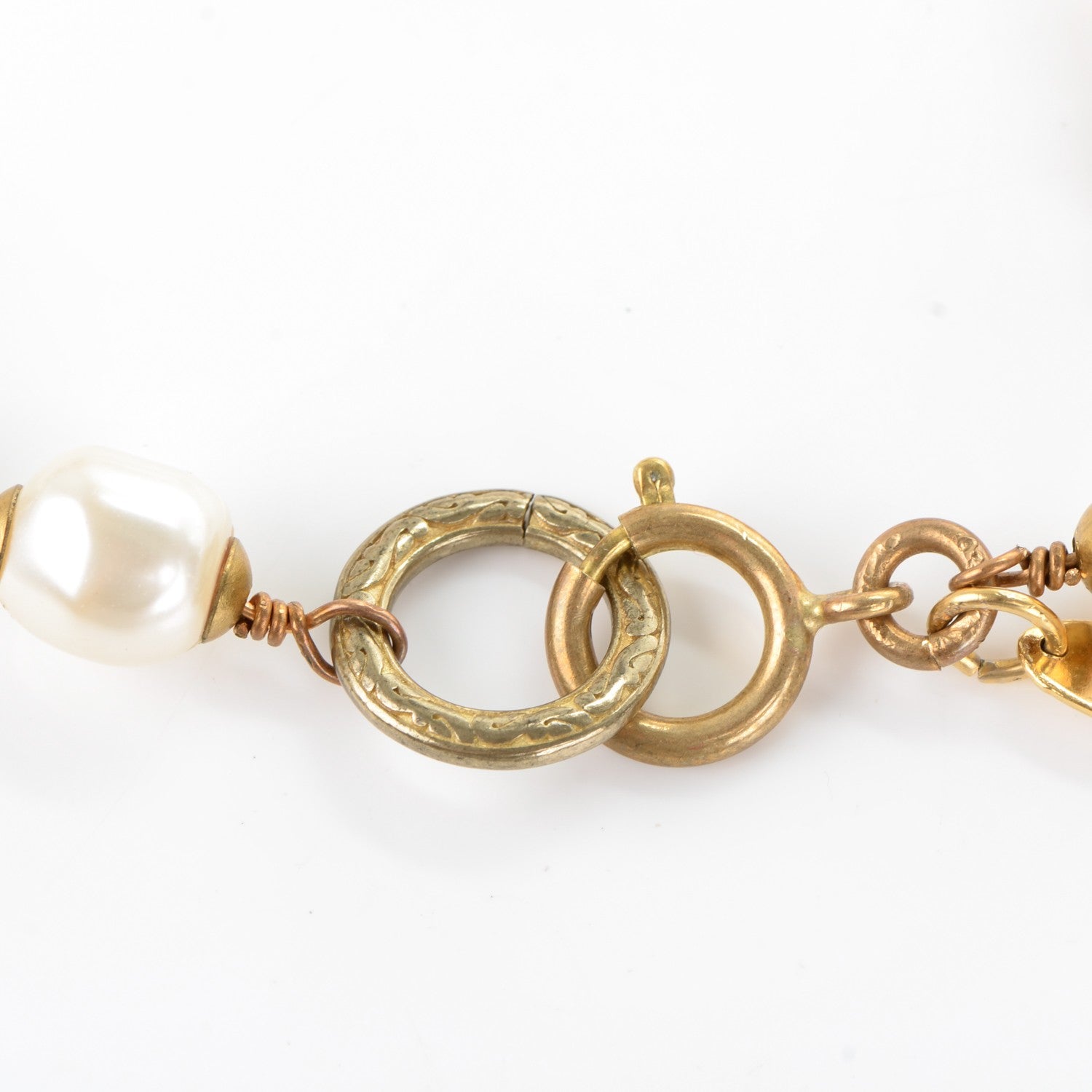Chanel Crystal Pearl Sautoir Long Necklace Gold White 3 of 6