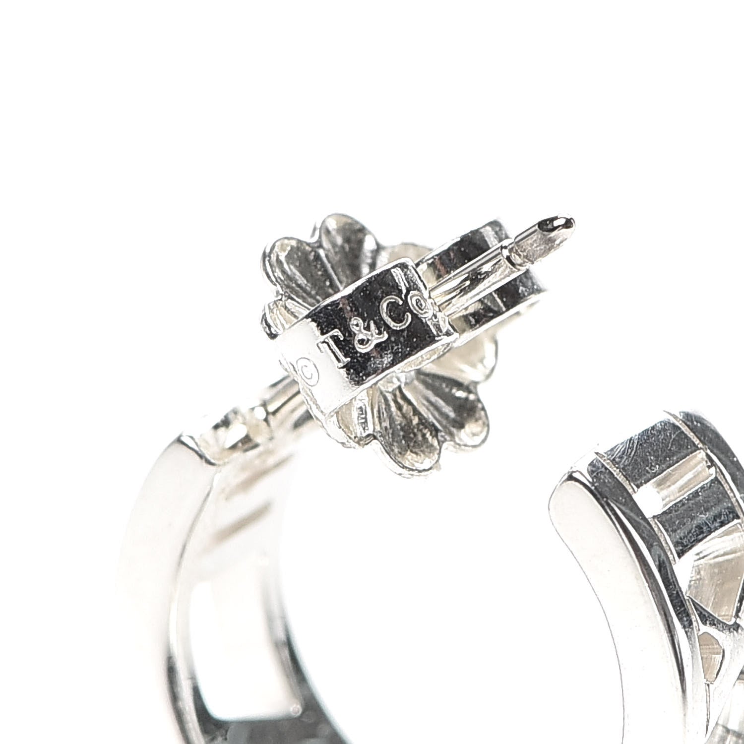 Tiffany Sterling Silver Small Atlas Open Hoop Earrings 5 of 7
