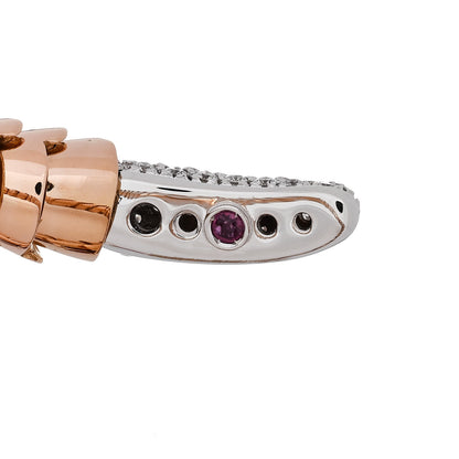 Roberto Coin 18K Rose White Gold Enamel Diamond Cobra Coil Bracelet Red 4 of 4